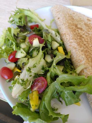 Salad with the quesadilla (May 2025) at Dragonfly Bistro in Aberystwyth
