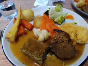 Sunday roast with seitan (March 2026) at Dragonfly Bistro in Aberystwyth