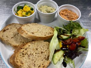Platter with Salad & Sourdough bread (Vegan) at Dragonfly Bistro in Aberystwyth