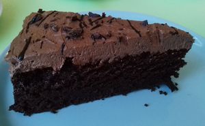 Spiced rum and chocolate cake (vegan) at Dragonfly Bistro in Aberystwyth