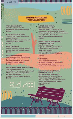 Veggie menu! Many options   at Quero Arepa in Cartagena