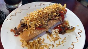 Vegan hot dog (asked for no cheese)  at Quero Arepa in Cartagena