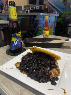Black bean, mushrooms and onion arepa  at Quero Arepa in Cartagena