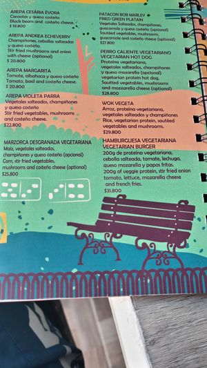 Menu at Quero Arepa in Cartagena