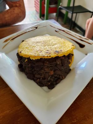 Black Bean Arepa- Yum! at Quero Arepa in Cartagena