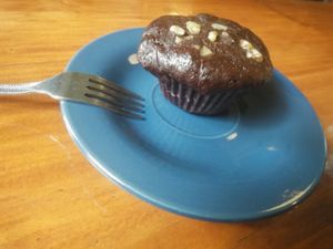 Vegan brownie at Trama in Valparaiso