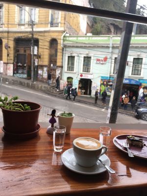 Window on the outside  at Trama in Valparaiso