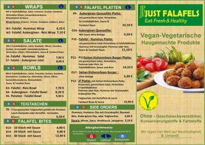 Neues Menü Seite 1 at Just Falafels in Hamburg