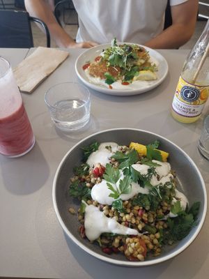 Vegan salad and vegan option fritters at Main Street Cafe in Warragul