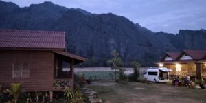 View from the restaurant at Kong Lor Eco Lodge in Konglor