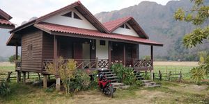 My bungalow (left side) at Kong Lor Eco Lodge in Konglor