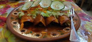Enchiladas at La Vegana Garnacha in Guadalajara