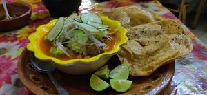 Pozole at La Vegana Garnacha in Guadalajara
