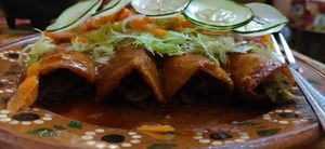 Enchiladas at La Vegana Garnacha in Guadalajara