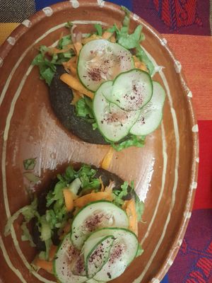 Gorditas - filling inside of bread - YUM! at La Vegana Garnacha in Guadalajara