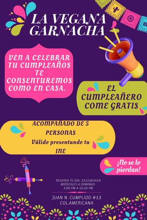 Aprovechen esta oferta para festejar su cumpleaños en LA VEGANA GARNACHA lo que resta del año reserven con tiempo  at La Vegana Garnacha in Guadalajara