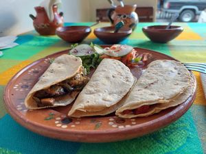 Tacos at La Vegana Garnacha in Guadalajara