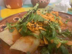 Enchiladas rojas #Veganuary at La Vegana Garnacha in Guadalajara