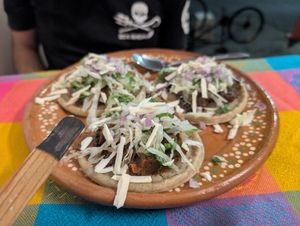Sopes at La Vegana Garnacha in Guadalajara