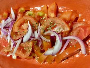Tomato salad  at Le Chat Noir in Cefalu