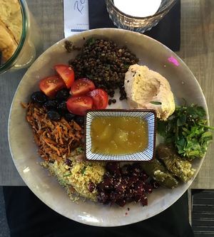 Vegan Mezze comes with 3 Falafels(not pictured)  at Bikini Mitte in Munich