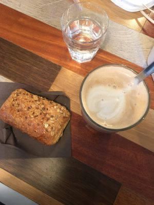 Latte macchiato and croissant at The Coffee Box in Padua