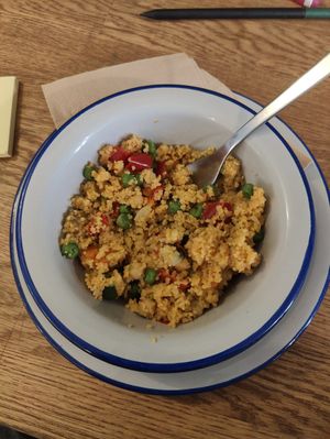 Curry cous cous with roasted veggies and legumes at The Coffee Box in Padua