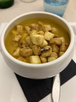 Vellutata di zucca  at Osteria Del Melograno in Cremona