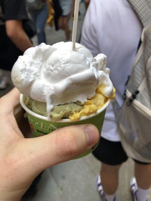 Lemon, pistachio and mango  at Gelato Fantasy in Venice