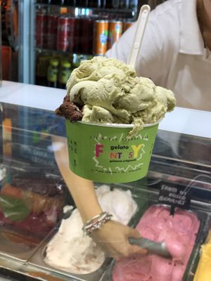 Pistachio and dark chocolate  at Gelato Fantasy in Venice
