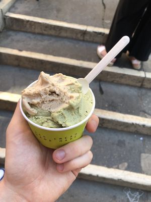 hazelnut and pistachio  at Gelato Fantasy in Venice