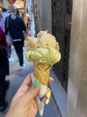 Hazelnut and pistachio  at Gelato Fantasy in Venice