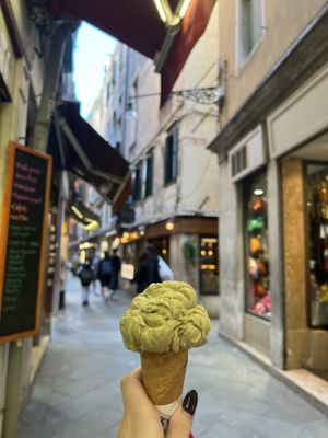 Pistachio ice cream  at Gelato Fantasy in Venice