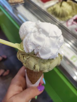 Cono cocco e pistacchio at Gelato Fantasy in Venice