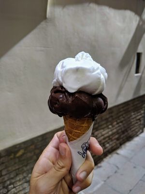 Lemon and dark chocolate at Gelato Fantasy in Venice