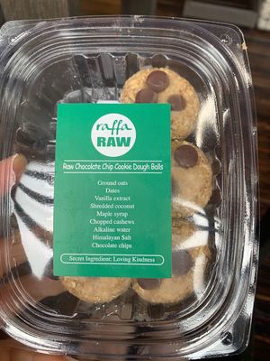 Raw cookie dough balls at Raffa Real Food in Cranston
