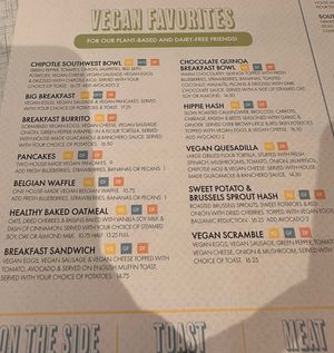 Vegan menu!!!  at Anna's House in Ann Arbor