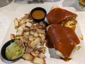 Vegan wet breakfast burrito (a special) at Anna's House in Ann Arbor