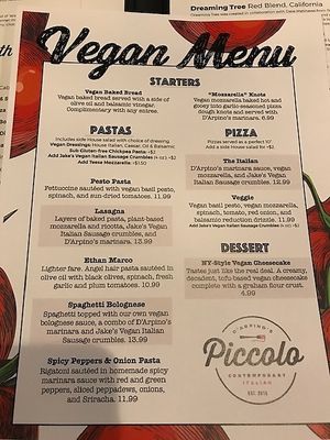 menu at Piccolo in Nixa
