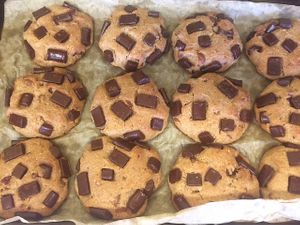 Coco-Locos: Pecan, coconut, chocolate chunk chips, organic maple flavored brown rice syrup. Gluten free flour, gluten free oats! at Mint Indian Cuisine in Gainesville