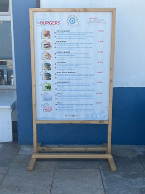 The burger part of menu. You can see bottom three vegan burgers    at Barraca Café in Lourinha