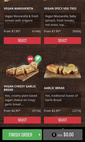 Vegan Menu at Domino's Pizza in Berwick