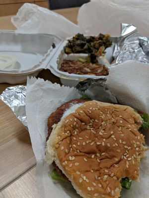 Chickn sandwich and sides! at Vegan Hut Cafe in Waldorf