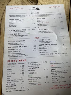 Menu as of 15/08/2023  at Lion's Den in Haslemere