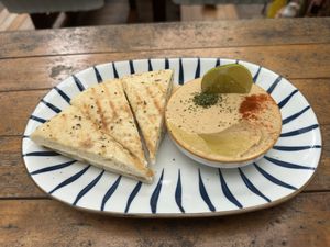 Hummus and pita breadd  at Secret Garden in Cat Ba