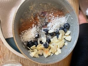 Blueberry porridge  at Chapter One Coffee Shop in Edinburgh
