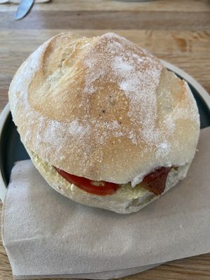 Bacon and potato scone breakfast roll   at Chapter One Coffee Shop in Edinburgh