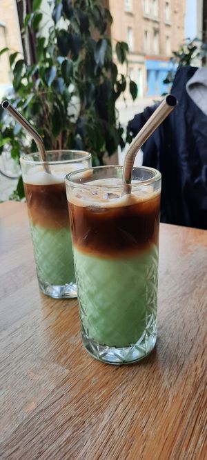 Pistachio latte at Chapter One Coffee Shop in Edinburgh