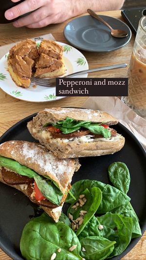 Pepperoni and mozzarella sandwich, toasted  at Chapter One Coffee Shop in Edinburgh