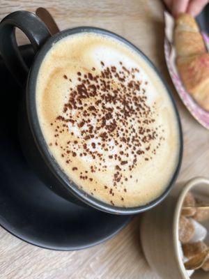 Cappuccino ☕️ (they don’t serve cow milk at all!)  at Chapter One Coffee Shop in Edinburgh